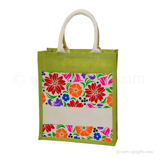 JUTE BAG - Flower Colorful Pattern