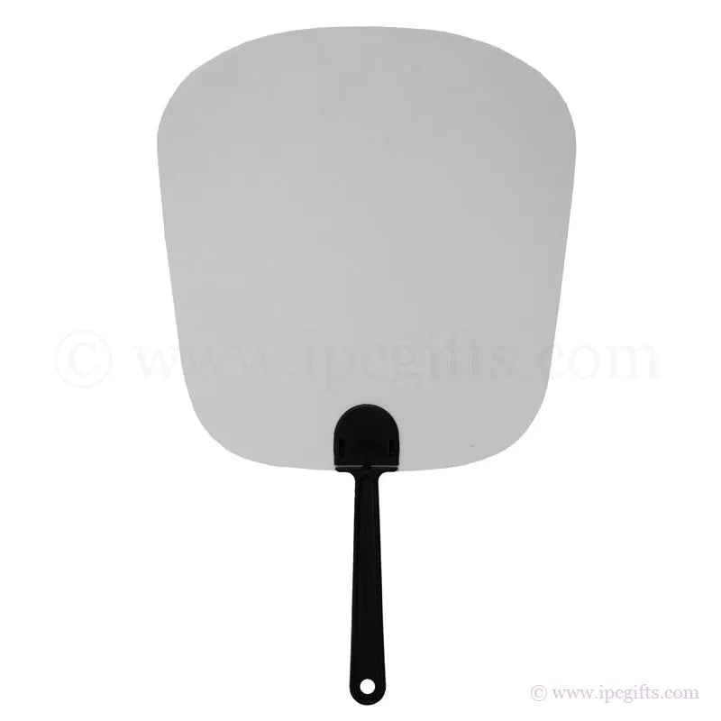 HAND FAN White Square with Black Handle